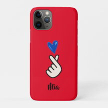 Koreaanse K-pop Hand Heart Red Blue iPhone Case