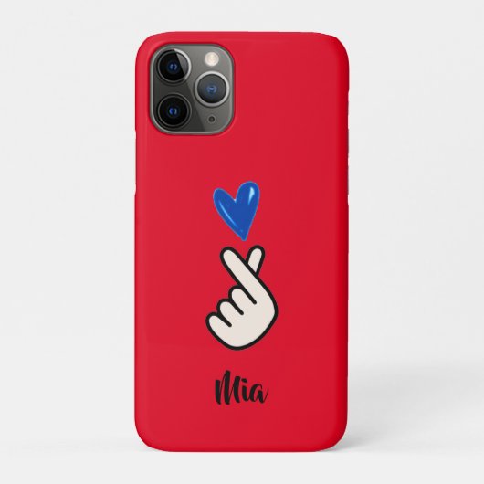 Koreaanse K-pop Hand Heart Red Blue iPhone Case (Achterkant)