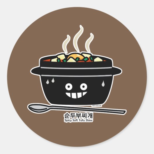 Koreaanse Kruidige zachte Tofu jjigae van de Ronde Sticker (Voorkant)