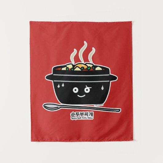 Koreaanse Kruidige zachte Tofu jjigae van de Wandkleed (Voorkant)