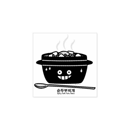 Koreaanse kruidige zachte tofu stoofsoep Sundubu j Rubberstempel (Afrduk)