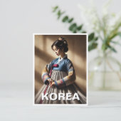 Koreaanse Lady Hanbok traditionele jurk Briefkaart (Staand voorkant)