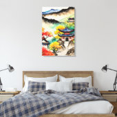 Koreaanse landschap inkt schildering canvas afdruk (Insitu (Slaapkamer))