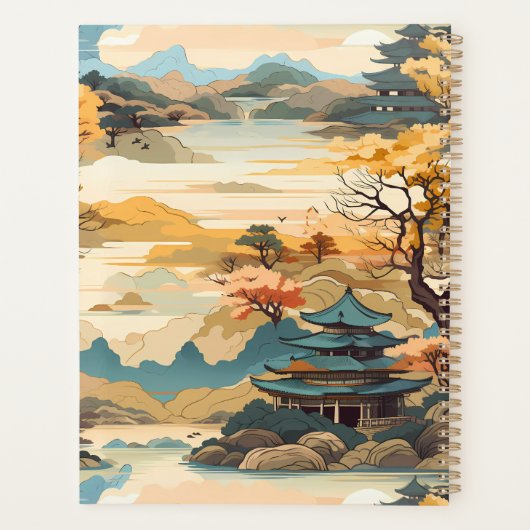 Koreaanse Landschapsplanner in Goud en Blauwgroen Planner (Achterkant)