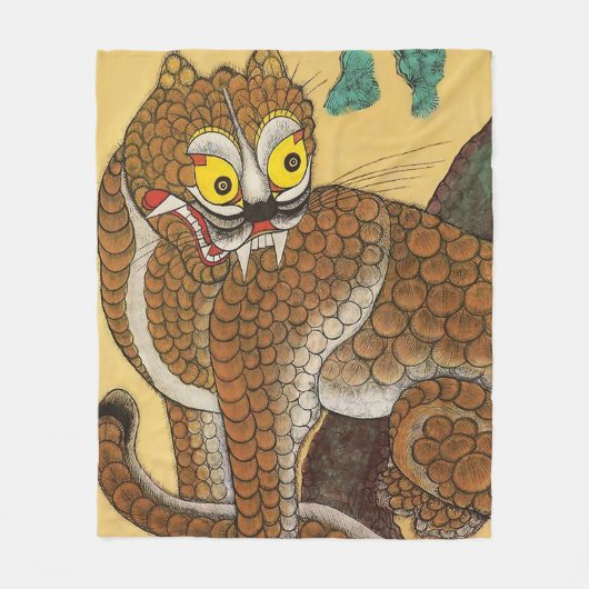 Koreaanse lelijke tijger folk Minhwa Fleece Deken (Voorkant)