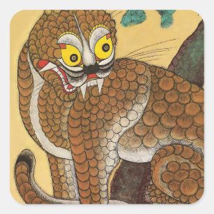 Koreaanse lelijke tijger folk Minhwa Vierkante Sticker