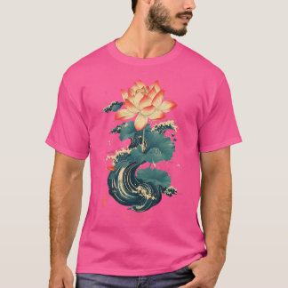 Koreaanse lotusbloem in esthetische grunge retro k t-shirt