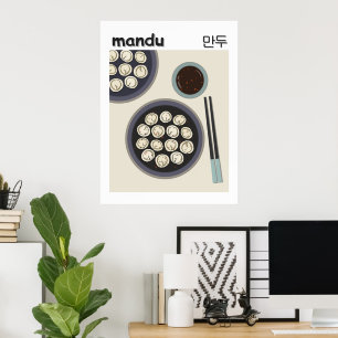 Koreaanse Mandu Dumpling Moderne Nieuwjaarsgerecht Poster