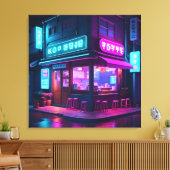 Koreaanse Neon Coffee House LoFi Kunst  Canvas Afdruk (Insitu (Woonkamer))