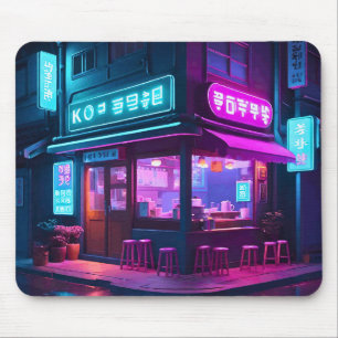 Koreaanse Neon Coffee House LoFi Kunst Muismat