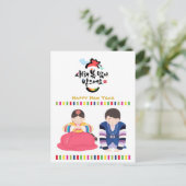 Koreaanse nieuwjaarsgroet | Regenboogstrips Feestdagenkaart (Staand voorkant)