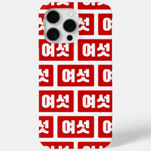 Koreaanse Nummer 6 Zes 여섯 【Yeoseot】 Hangul iPhone 15 Pro Max Hoesje