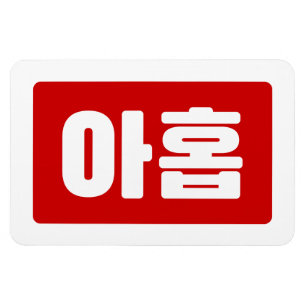 Koreaanse Nummer 9 Nine 아홉 【Ahop】 Hangul Magneet