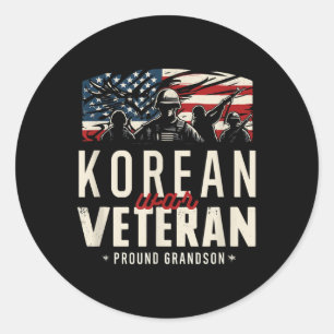 Koreaanse oorlogsveteraan Proud Grandson Pride Ser Ronde Sticker