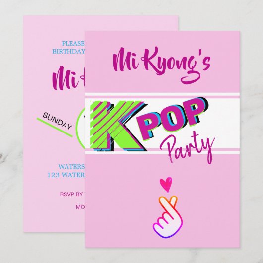 Koreaanse pop- en harthoortpartij kaart (Voorkant / Achterkant)