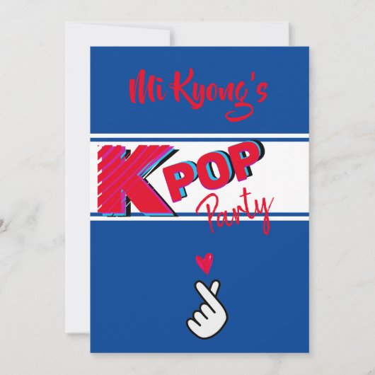 Koreaanse pop Hand Red Blue Heart Party Kaart (Voorkant)