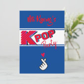 Koreaanse pop Hand Red Blue Heart Party Kaart (Staand voorkant)