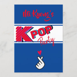 Koreaanse pop Hand Red Blue Heart Party Kaart