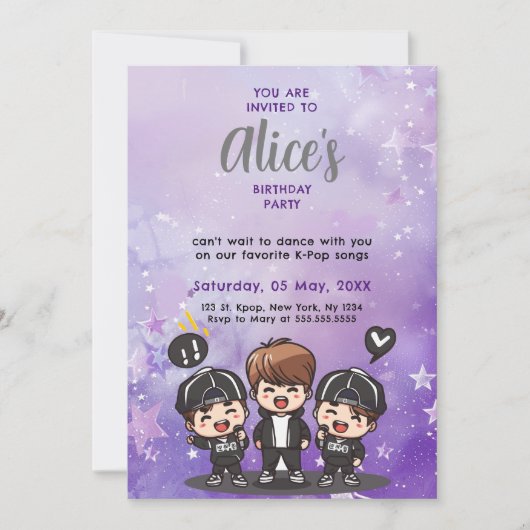 Koreaanse Pop Muziek K-Pop Boyband Verjaardagsfees Kaart (Voorkant)