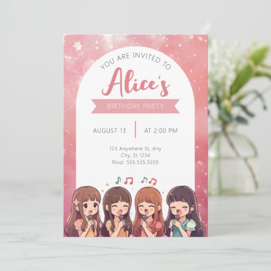 Koreaanse Pop Muziek K-Pop Girlband Verjaardagsfee Kaart (Staand voorkant)