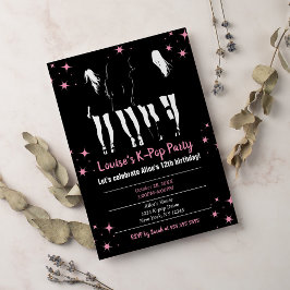 Koreaanse Pop Muziek K-Pop Zwart Roze Verjaardagsf Kaart