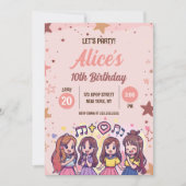 Koreaanse Pop Muziekster K-Pop Thema Verjaardagsfe Kaart (Voorkant)