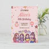 Koreaanse Pop Muziekster K-Pop Thema Verjaardagsfe Kaart (Staand voorkant)