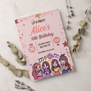 Koreaanse Pop Muziekster K-Pop Thema Verjaardagsfe Kaart