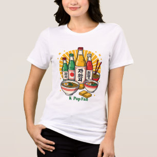 Koreaanse Popcultuur Borstprint Tri-Blend Shirt