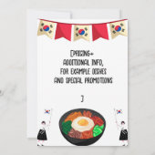 Koreaanse restaurantevenementen en opening kaart (Achterkant)