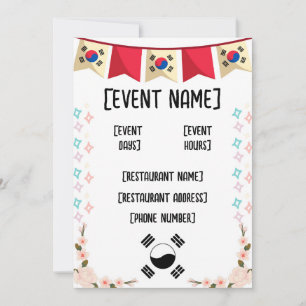 Koreaanse restaurantevenementen en opening kaart