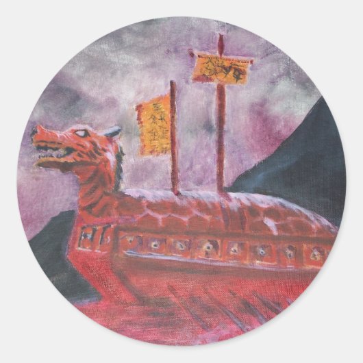 Koreaanse schildpad ronde sticker (Voorkant)