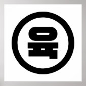 Koreaanse Sino Nummer 6 Zes 육 【Yuk】 Hangul Poster (Voorkant)