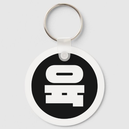 Koreaanse Sino Nummer 6 Zes 육 【Yuk】 Hangul Sleutelhanger (Voorkant)