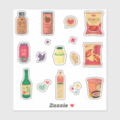 Koreaanse snacks en drinken sticker (Vel)