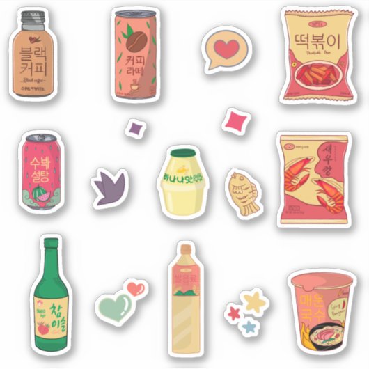 Koreaanse snacks en drinken sticker (Voorkant)