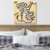 Koreaanse Striped Tiger Minhwa Canvas Afdruk (Insitu (Slaapkamer))