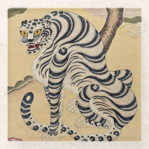 Koreaanse Striped Tiger Minhwa Glazen Onderzetter
