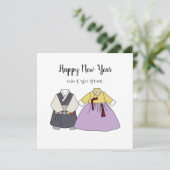 Koreaanse traditionele jurk Nieuwjaarskaart Bedankkaart (Staand voorkant)