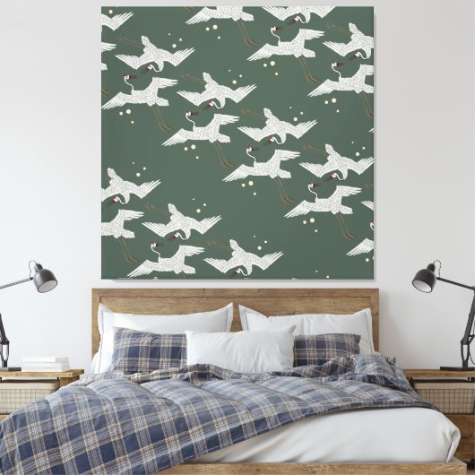 Koreaanse traditionele vogel canvas afdruk (Insitu (Slaapkamer))