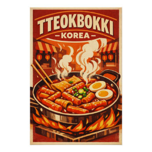 Koreaanse Tteokbokki in een gewaagde retro stijl Perfect Poster