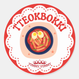 Koreaanse Tteokbokki Sticker | Cute K-Food Ronde L
