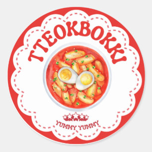 Koreaanse Tteokbokki Sticker   Cute K-Food Ronde L