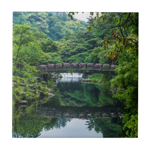 Koreaanse tuin en brug tegeltje (Voorkant)