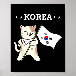 Koreaanse vlag en kat Zuid-Korea Poster