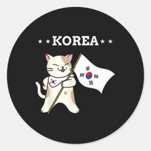 Koreaanse vlag en kat Zuid-Korea Ronde Sticker