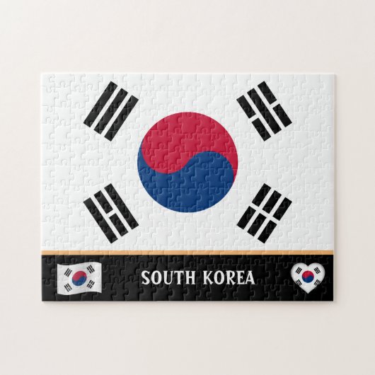 Koreaanse vlag en Koreaans land/Zuid-Korea Legpuzzel (Horizontaal)