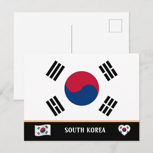 Koreaanse vlag & Koreaanse land reizen / Zuid-Kore Briefkaart (Voorkant / Achterkant)
