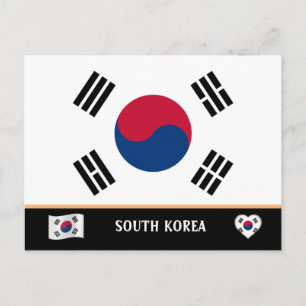 Koreaanse vlag & Koreaanse land reizen / Zuid-Kore Briefkaart