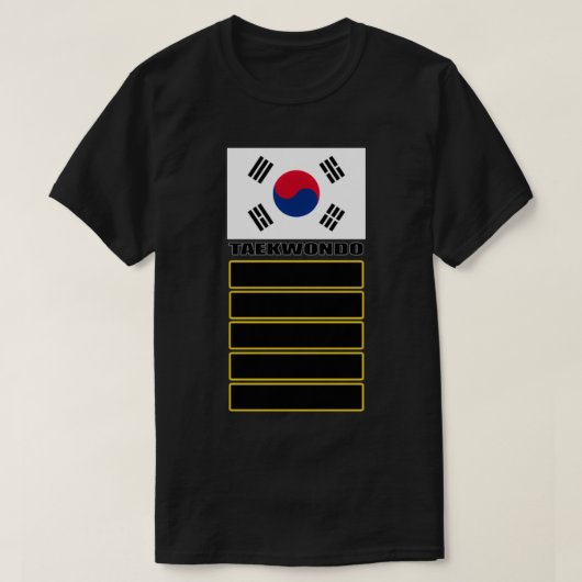 Koreaanse vlag Taekwondo 5th Dan T-shirt (Design voorkant)